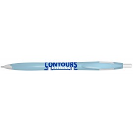 Custom Engraved Kontour Retractable Ballpoint Pen (Light Blue/White)