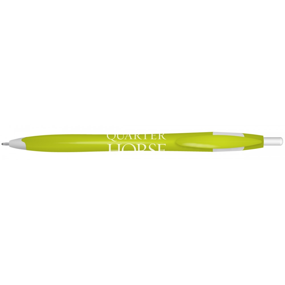 Custom Imprinted Quarter Ballpoint Pen w/Spring Green Barrel/White Trim