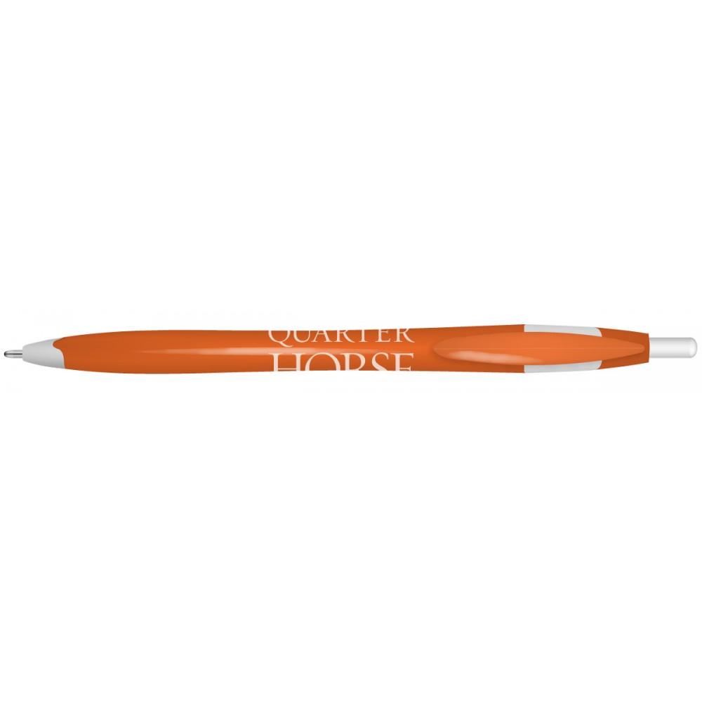 Quarter Ballpoint Pen w/Orange Barrel/White Trim Custom Imprinted