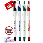 Custom Imprinted Union Printed - Elegant White Stylus Clicker Promo Pen with 1-Color Print - No Minimum - 747