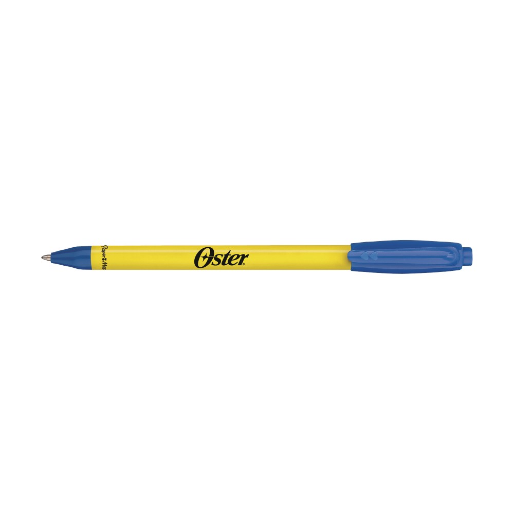 Paper Mate Sport RT Yellow Barrel - Black Ink - Royal Blue Logo Branded