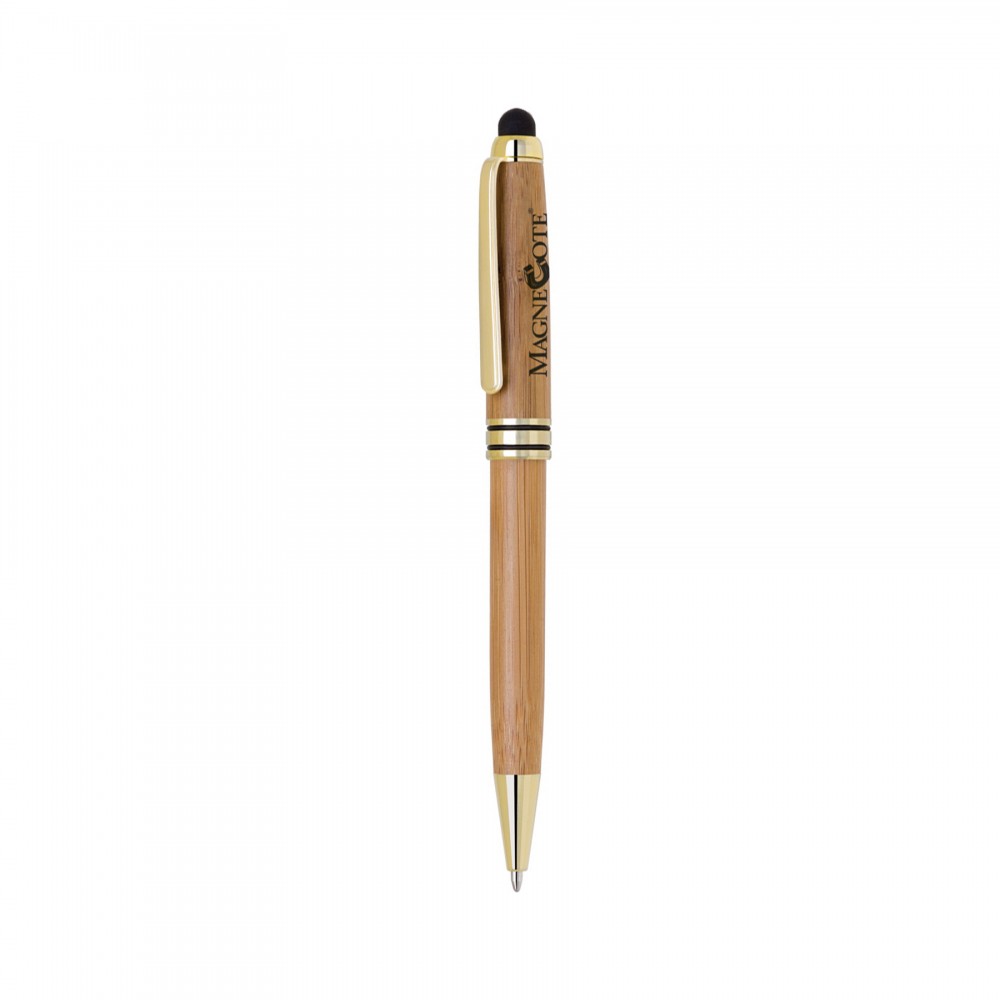 Custom Engraved ECO-Friendly Bamboo stylus and ballpoint pen.