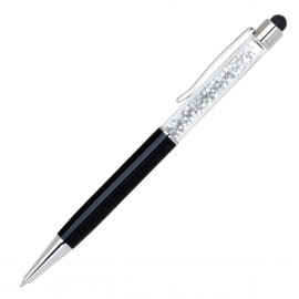 Logo Branded Crystal Stylus Pen / Ballpoint Pen - Black  Logo Branded Crystal Stylus Pen / Ballpoint Pen - Black