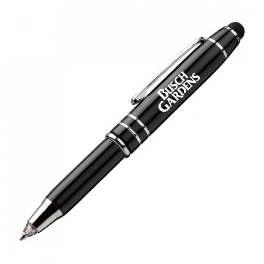 Reveal Metal Stylus Pen - Black Logo Branded Reveal Metal Stylus Pen - Black Logo Branded