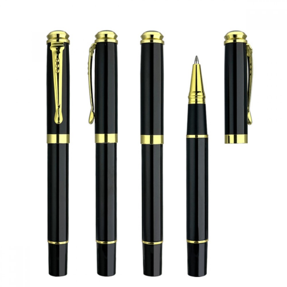 Logo Branded Black & Gold Accented Business Metal Pen