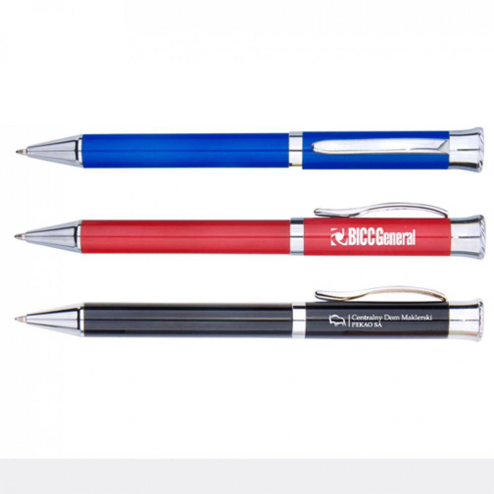 Metal Twist Ballpoint Pen w/Stainless Steel Barrel & Chromed Trim Custom Engraved