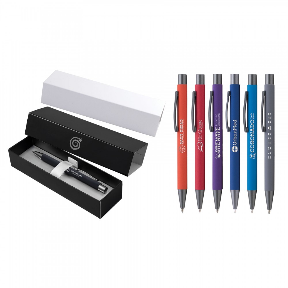 Logo Branded Bold Softy in Premium Gift Box - Laser Engraved - Metal Pen