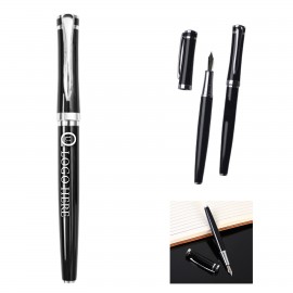 Black Metal Fountain Pen Custom Imprinted  Black Metal Fountain Pen Custom Imprinted