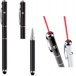 Logo Branded Laser pointer, stylus, ball point pen, 3 in one multifunctions pen - black