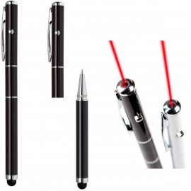 Laser pointer, stylus, ball point pen, 3 in one multifunctions pen - black Custom Engraved