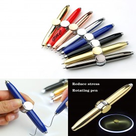 Logo Branded Stress Reduce Spinner Ballpoint Pen With Led Light