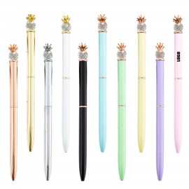 Crystal Pineapple Metal Pen Logo Branded  Crystal Pineapple Metal Pen Logo Branded