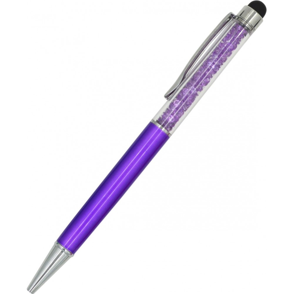 Crystal Stylus pen / ball point pen - Purple Custom Imprinted