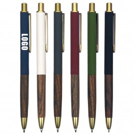 Aluminum and Pearwood Ballpoint Pen Custom Engraved