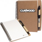 Stone Paper Spiral Notebook w/Pen Combo Logo Branded