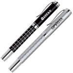 Aluminum Rollerball Pen w/ Refined Grid Barrel & Chrome Accents Custom Imprinted