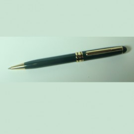 Custom Imprinted Ebony Brass Ball Point Pen - Green w/Gold Accent