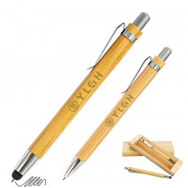 Dual Bamboo Click Pens With Case Custom Imprinted