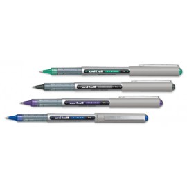 Uni-Ball Vision Capped Stainless Steel Tipped Pen WITH BLUE,BLACK,GREEN OR PURPLE INK Logo Branded