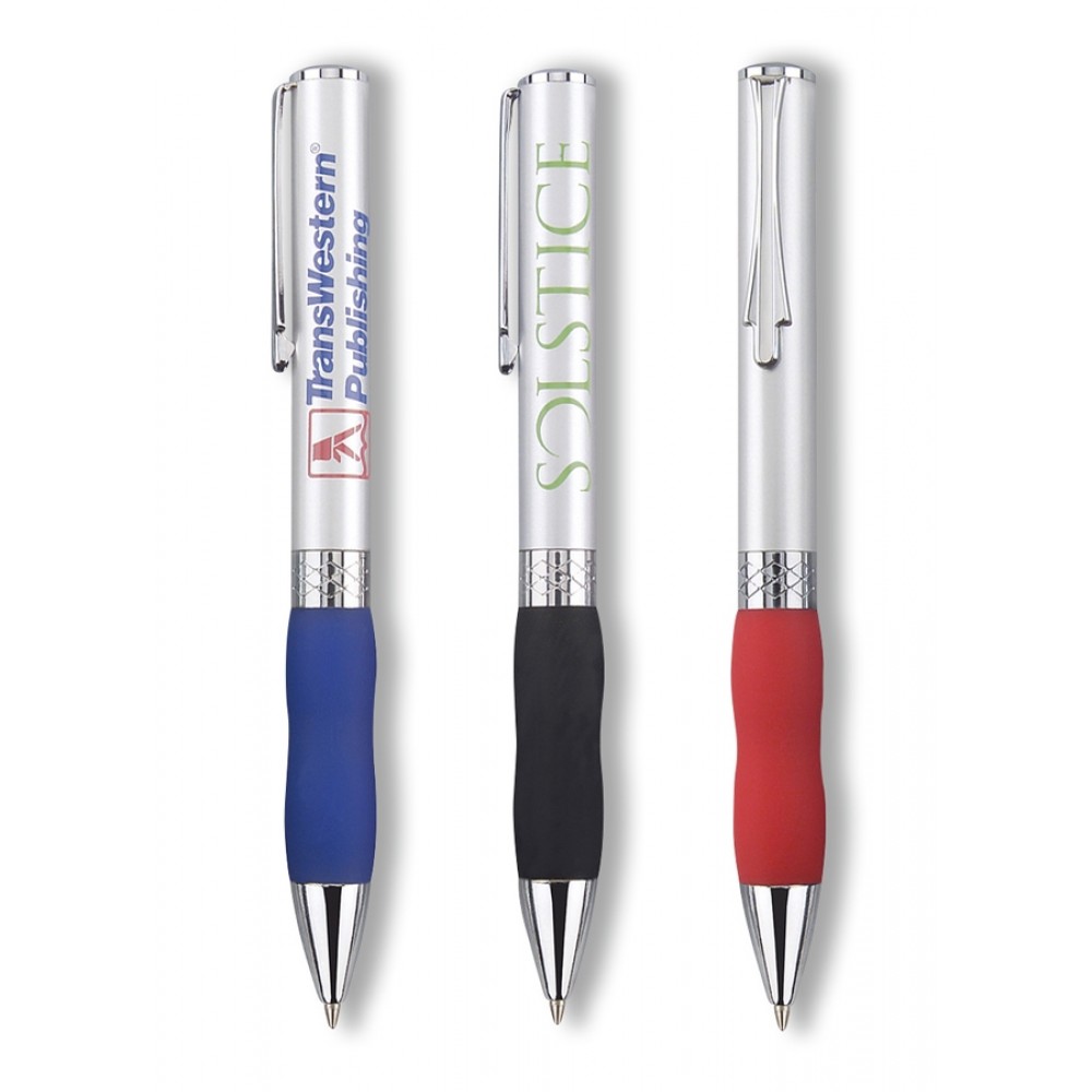 Custom Engraved Twist Action Ballpoint Pen With Wide Body And Sati