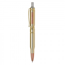 Custom Imprinted Metal Click Action Bullet Ballpoint Pen w/ Polished Gold Plate Finish