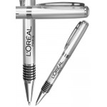 Ribbed Rubber Grip Silver Executive Pens Logo Branded