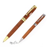 Business Twisted Action Red Wood Pen Logo Branded