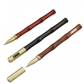 Logo Branded Wooden Bamboo Shaped Pen With Brass Cap  Logo Branded Wooden Bamboo Shaped Pen With Brass Cap