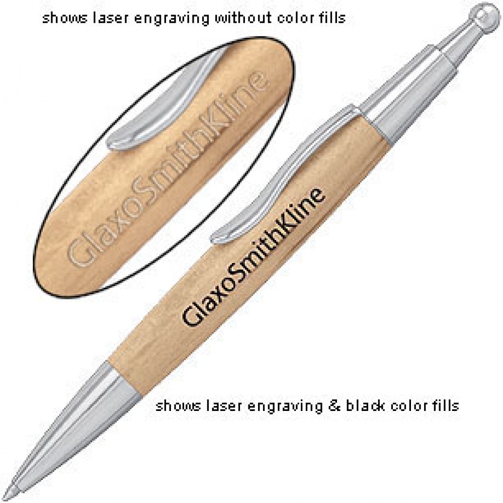 Click Wooden Ballpoint Pen Custom Engraved