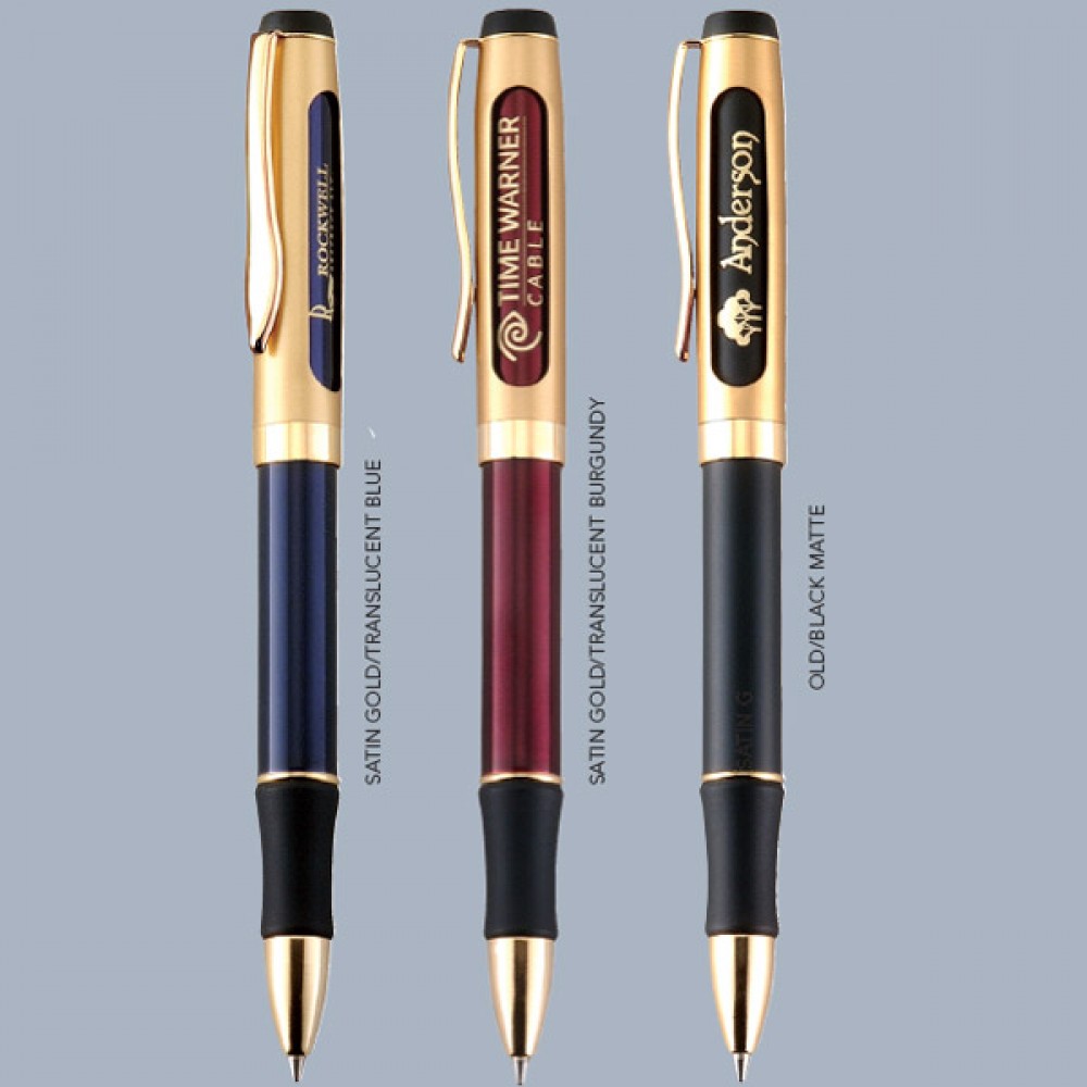 Logo Branded Austin Twist Action Solid Brass Ball Point Pen w/ Gold Trim Logo Branded Austin Twist Action Solid Brass Ball Point Pen w/ Gold Trim