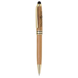 Logo Branded Bamboo Stylus Ballpoint or Gel Pens