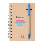 Recycled Notebook/Pen Combo - 4"x6" Blue Logo Branded