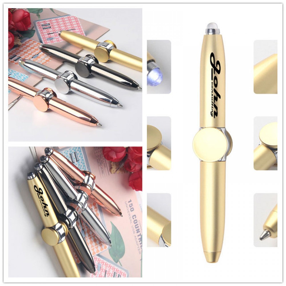Custom Engraved Hand Spinner Ballpoint Pen With LED Light Custom Engraved Hand Spinner Ballpoint Pen With LED Light