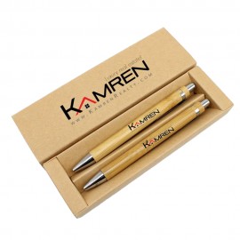 Harmony Bamboo Pen Gift Set Logo Branded