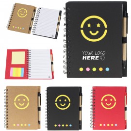 Spiral Notebook Pen Set W/ Smile Face Custom Imprinted