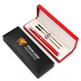 Custom Gift Boxed Executive Metal Signature Pen With Two Refills Logo Branded