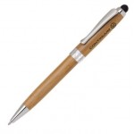 Custom Imprinted Chrome Trim Bamboo Stylus & Ballpoint Pen