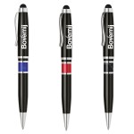 Logo Branded Giselle Twist Action Brass Ballpoint Pen w/Stylus