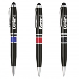 Logo Branded Giselle Twist Action Brass Ballpoint Pen w/Stylus