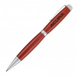 Terrific Timber-6 Twist Action Ballpoint Pen w/Chrome Silver Middle Ring Logo Branded