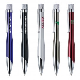 Custom Imprinted Freya-II Ballpoint Pen w/Silver Accents & Lacquer Finish