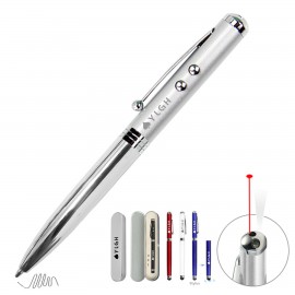 Logo Branded Laser Flashlight Metal Pen Stylus With Pen Case