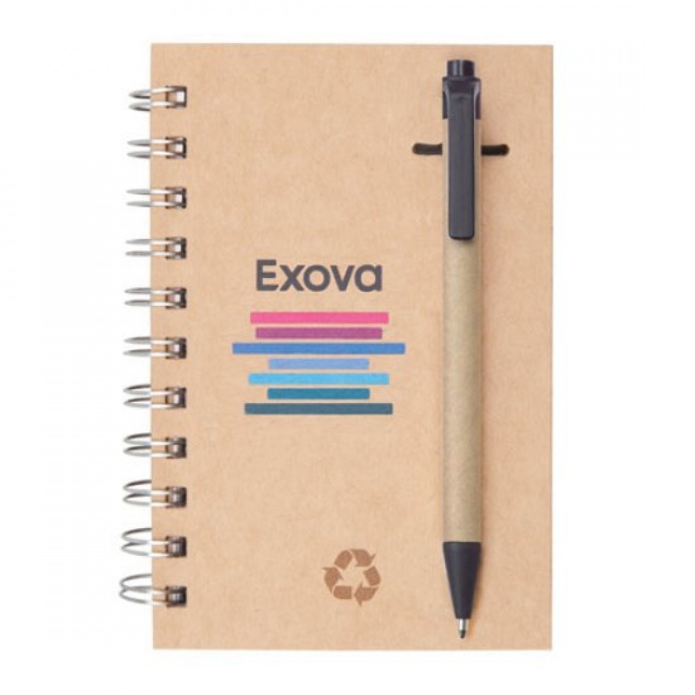 Recycled Notebook/Pen Combo - 5"x7" Black Custom Engraved Recycled Notebook/Pen Combo - 5"x7" Black Custom Engraved