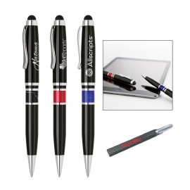 Brass twist ballpoint pen with touchscreen stylus.High gloss lacquer finish Custom Engraved
