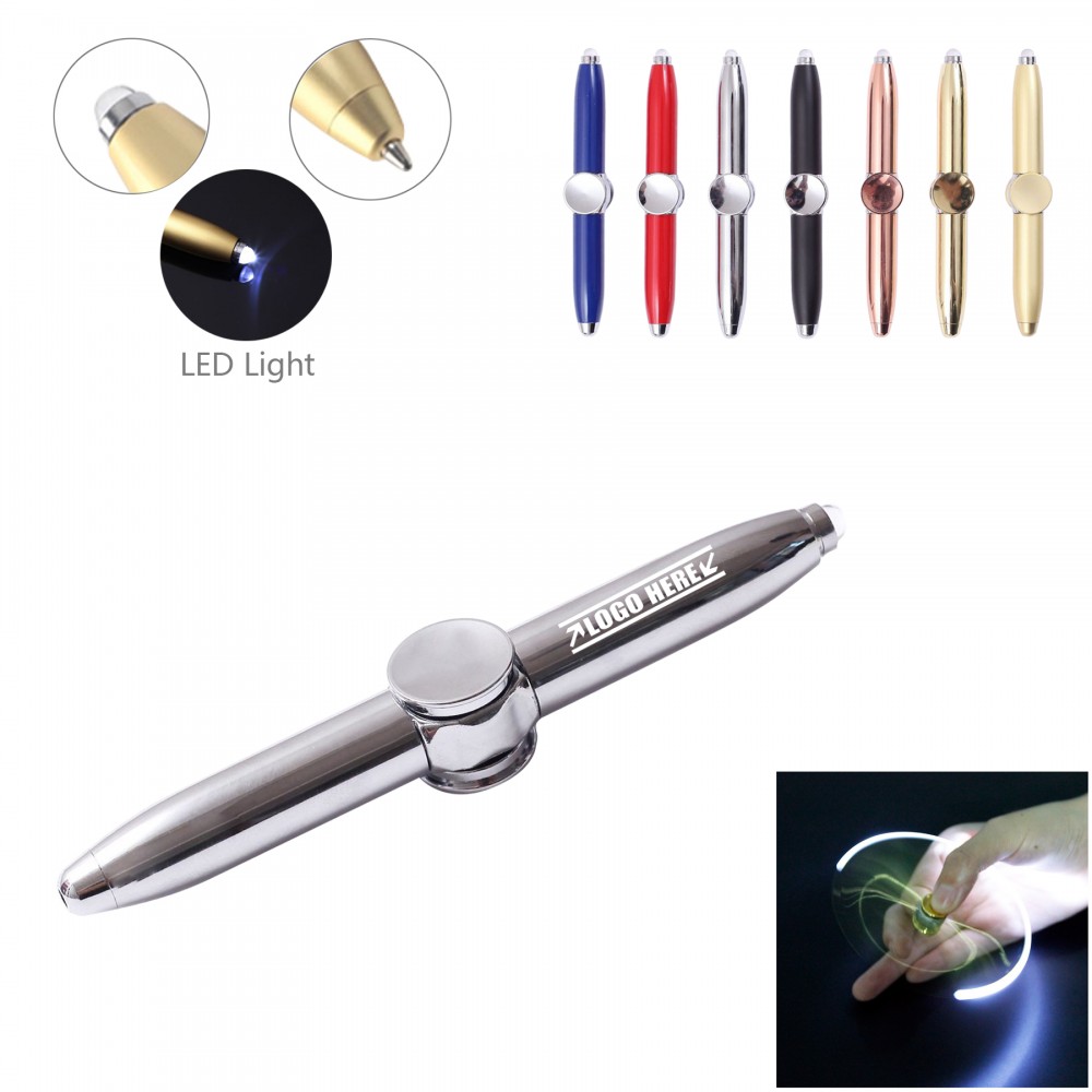 Spinner LED Light Metal Pen Custom Engraved