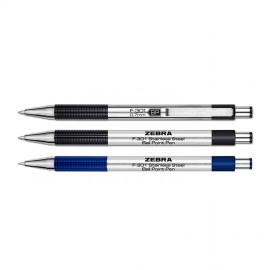 Custom Imprinted Zebra F-301 Stainless Steel Retractable Ball Point Pen