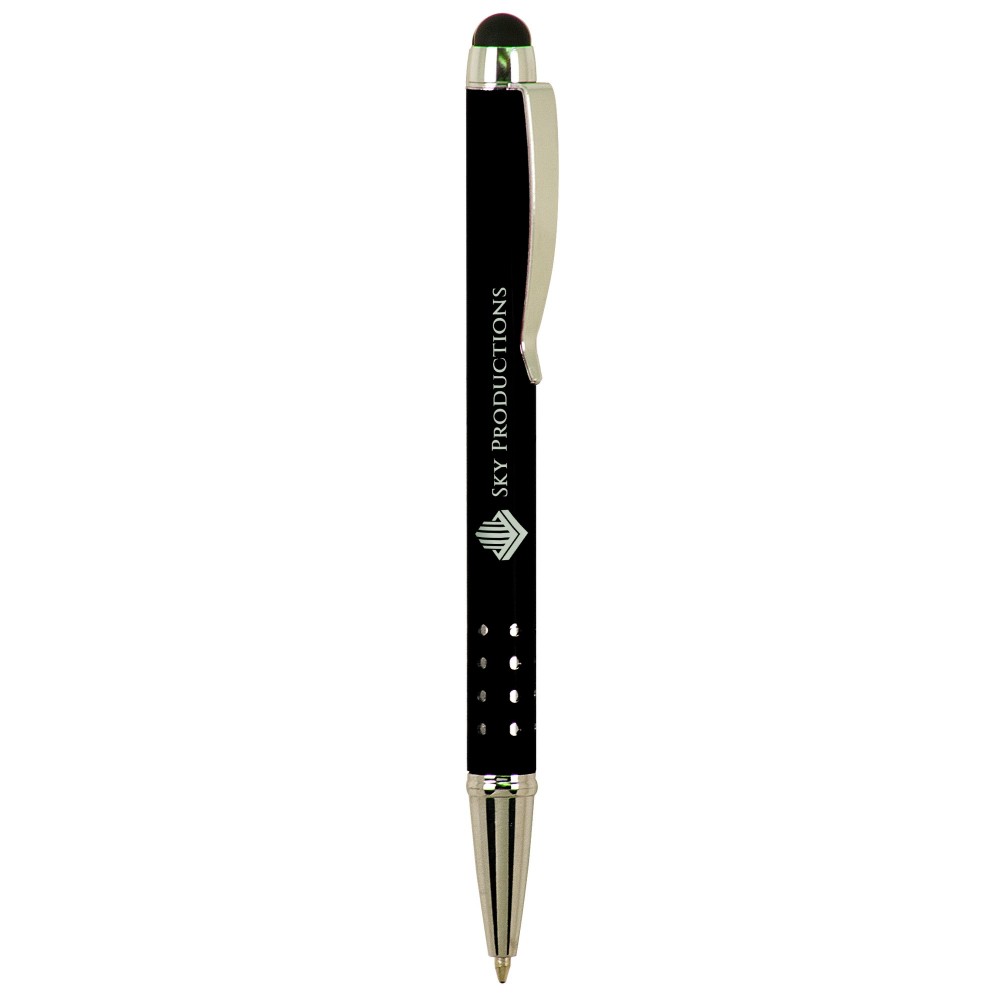 Custom Imprinted Black with Silver Trim Laser Engraved Metal Pen/Stylus Custom Imprinted Black with Silver Trim Laser Engraved Metal Pen/Stylus