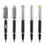 Custom Engraved Twisted Action Metal Pen With Grid Texture