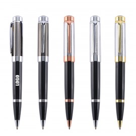 Twisted Action Metal Pen With Grid Texture Custom Imprinted