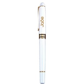 Black Brass Construction Roller Ball Pen w/Satin Gold Accent Logo Branded
